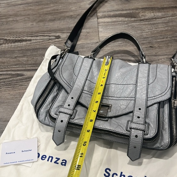 Proenza Schouler PS1 Zip Paper Lambskin Leather Dove Grey Shoulder Bag - Picture 4 of 16